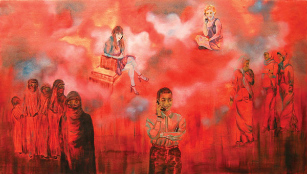 Communication 2000, contemporary oil painting by Ellert Art